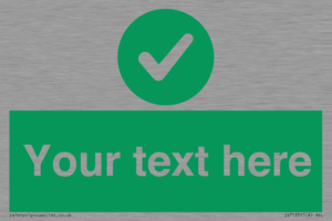 Custom green background, green circle with tick